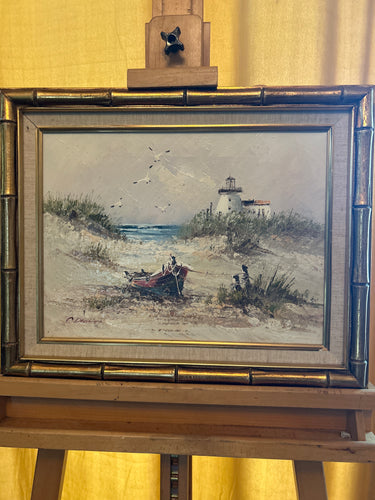 Lighthouse Seaside By C. Dounce Painting