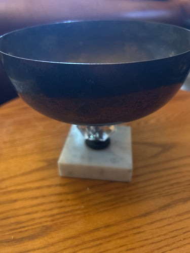Brass Pedestal Marble Bowl