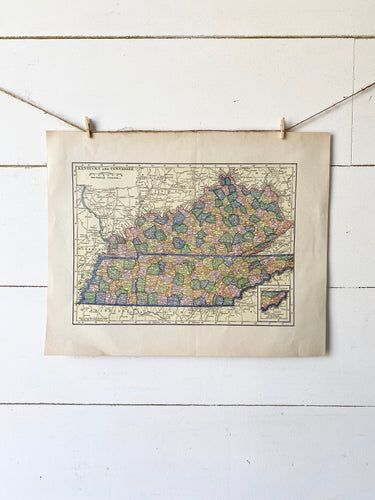 Tennessee/Kentucky Vintage Map